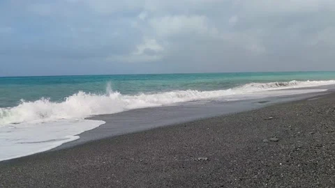 Summer Ocean. Beautiful Soft Blue Ocean Wave on a Beautiful Sandy Beach.  Stock Footage 221654765