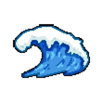 Summer ocean waves pixel art vector illustration Stock Illustration