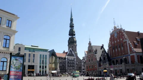 Summer old town square Stock Footage 35288045
