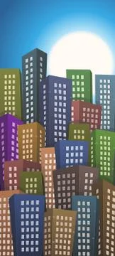 Summer or spring cityscape height background Stock Illustration
