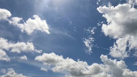 Summer or spring sunlight n rainbow ray on white cloud blue sky Stock Footage 159019821