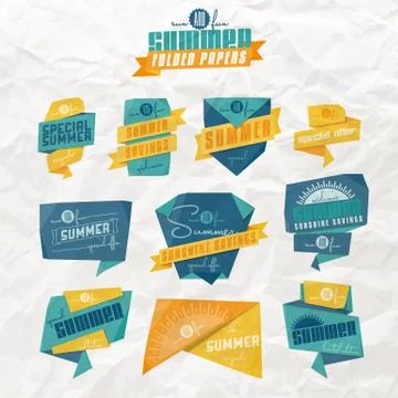 Summer origami labels Illustrazione stock