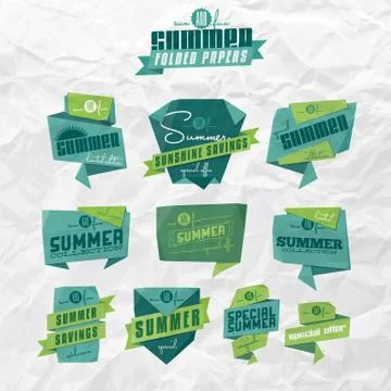 Summer origami labels Stock Illustration