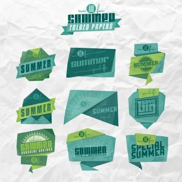 Summer origami labels Stock Illustration