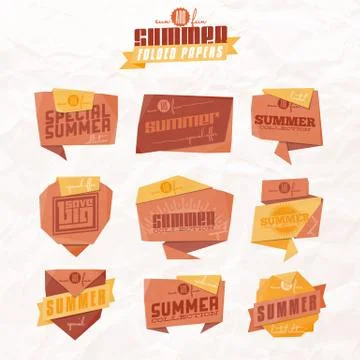 Summer origami labels Illustrazione stock