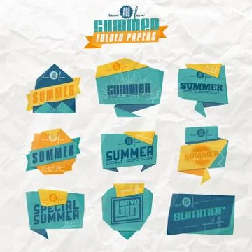 Summer origami labels Stock Illustration
