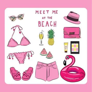 Summer outfit vector set. Ilustración de archivo