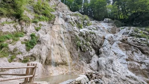 Summer Palenk waterfall cascading down steep rocks in Logar valley Slovenia Vídeo Stock 341678504
