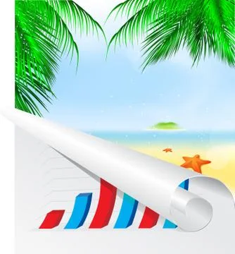 Summer palm beach Stock Illustration