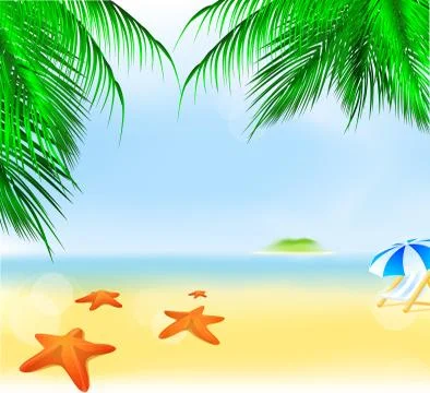 Summer palm beach Stock Illustration