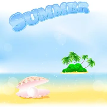 Summer palm beach Stock Illustration