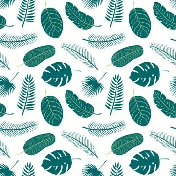Summer palm leaves seamless pattern Stockillustratie