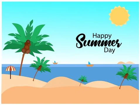 Summer palm tree and sun background Stock Illustration
