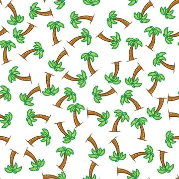 Summer palm tree on white background. Exotic palm tree seamless pattern. Stock Illustration