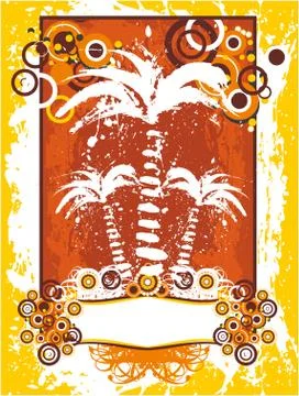 Summer with palms. Vector background Stock Illustration