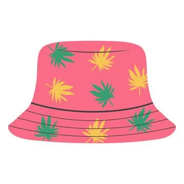 Summer panama hat with tropical pattern. Vector illustration isolated on wh.. Stock Illustration