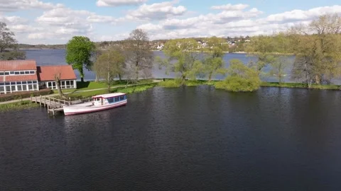 Summer panorama of Viborg, Midtjylland, Denmark. Aerial skyline view of the old  Stock Footage 318980676