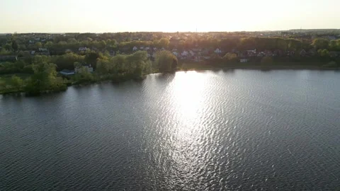 Summer panorama of Viborg, Midtjylland, Denmark. Aerial skyline view of the old  Stock Footage 318980726
