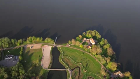 Summer panorama of Viborg, Midtjylland, Denmark. Aerial skyline view of the old  Stock Footage 318980770
