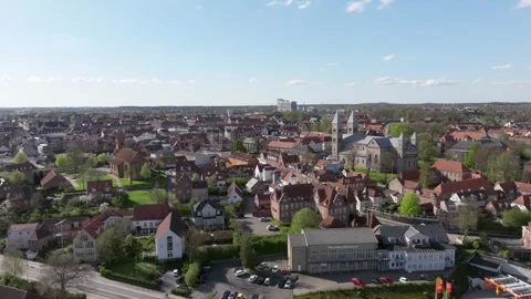 Summer panorama of Viborg, Midtjylland, Denmark. Aerial skyline view of the old  Stock Footage 319906578