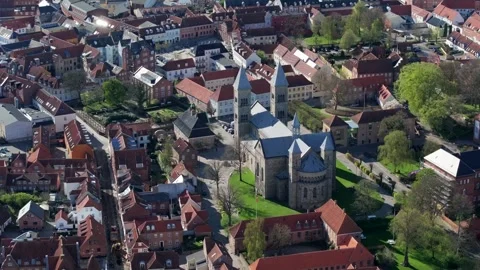 Summer panorama of Viborg, Midtjylland, Denmark. Aerial skyline view of the old  Stock Footage 320305190