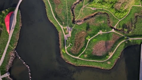 Summer panorama of Viborg, Midtjylland, Denmark. Aerial skyline view of the old  Stock Footage 320305370