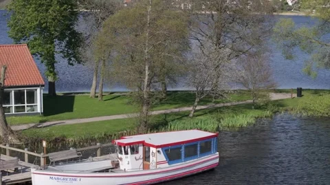 Summer panorama of Viborg, Midtjylland, Denmark. Aerial skyline view of the old  Stock Footage 320307025