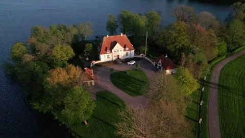 Summer panorama of Viborg, Midtjylland, Denmark. Aerial skyline view of the old  Stock Footage 320639403