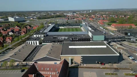 Summer panorama of Viborg, Midtjylland, Denmark. Aerial skyline view of the old  Stock Footage 320639600