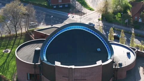 Summer panorama of Viborg, Midtjylland, Denmark. Aerial skyline view of the old  Stock Footage 320639829