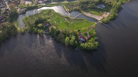 Summer panorama of Viborg, Midtjylland, Denmark. Aerial skyline view of the old  Stock Footage 320639835