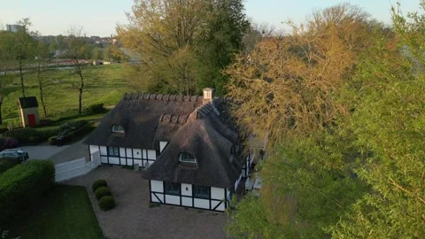 Summer panorama of Viborg, Midtjylland, Denmark. Aerial skyline view of the old  Stock Footage 321157180