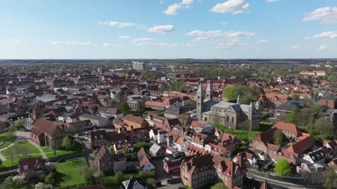 Summer panorama of Viborg, Midtjylland, Denmark. Aerial skyline view of the old  Stock Footage 321157318