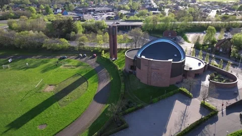 Summer panorama of Viborg, Midtjylland, Denmark. Aerial skyline view of the old  Video stock 321361434