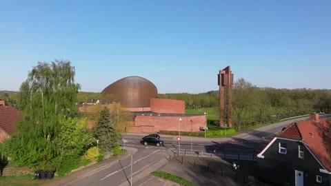 Summer panorama of Viborg, Midtjylland, Denmark. Aerial skyline view of the old  Stock Footage 321361454