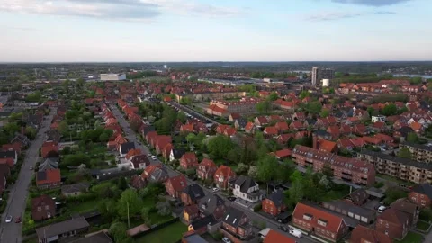 Summer panorama of Viborg, Midtjylland, Denmark. Aerial skyline view of the old  Stock Footage 321361725