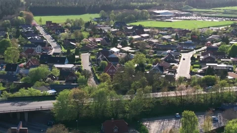 Summer panorama of Viborg, Midtjylland, Denmark. Aerial skyline view of the old  Video stock 321541787