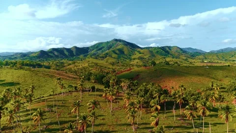 Summer panoramic landscape of mountain range in clouds. Stock Footage 279014879