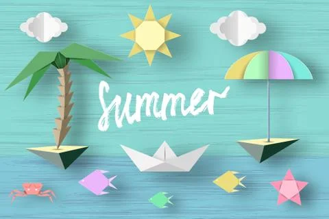 Summer Paper Applique. Stock Illustration