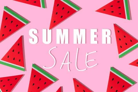 Summer paper fruit, watermelon with pattern background Stockillustratie
