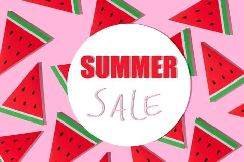 Summer paper fruit, watermelon with pattern background Stock Illustration