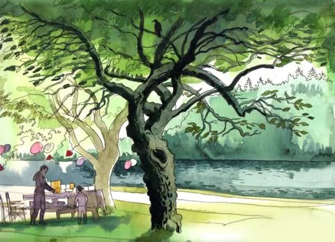 Summer park Stock Illustration