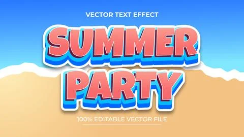 Summer Party 3D Editable Text Effect 库存插图