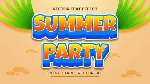 Summer Party 3D Editable Text Effect 库存插图