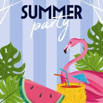 Summer party card Stock Illustration