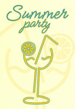 Summer party with drinks and fun in a colorful setting for everyone to enjoy Stock Illustration