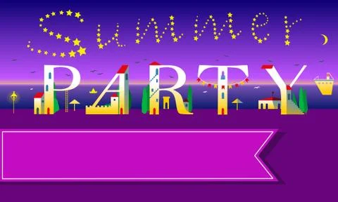 Summer Party invitation. Stock Illustration