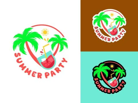 Summer party logo vector illustration, summer party design logo Stock Illustration