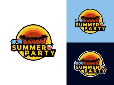 Summer party logo vector illustration, summer party design logo Stock Illustration