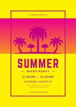 Summer party poster or flyer design template modern style. Ilustração Stock